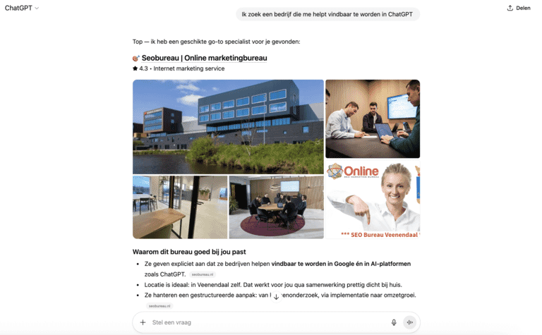 vindbaar zichtbaar in chatgpt